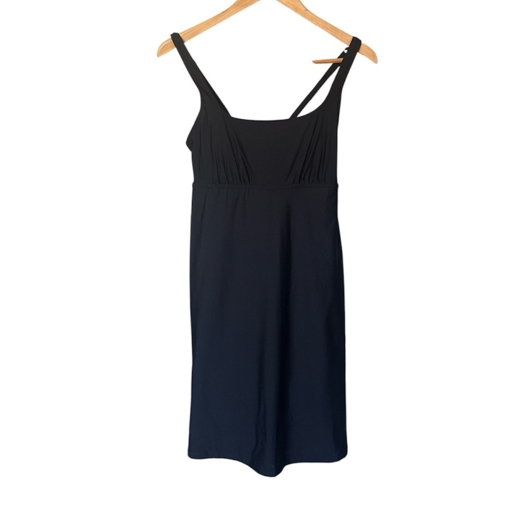 NWT Lands' End Womens Square Neck Swim Dress, Black Regular 6